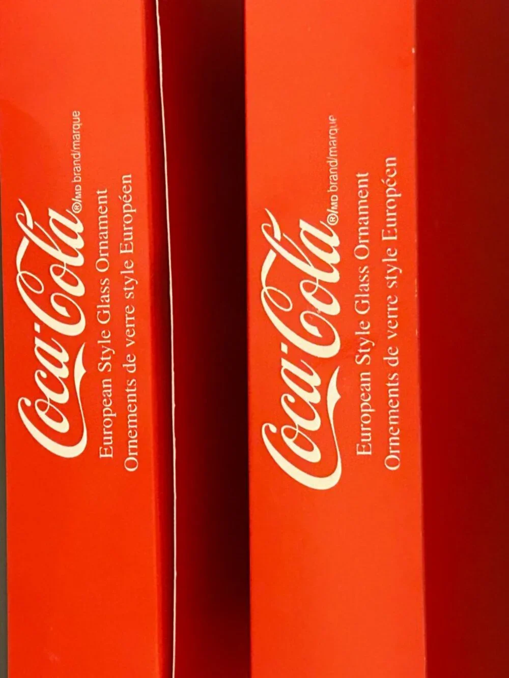 Vintage 1999 KURT ADLER Coca-Cola Embossed Hearts Christmas Holiday Ornaments
